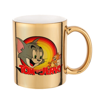 Tom and Jerry, Κούπα κεραμική, χρυσή καθρέπτης, 330ml