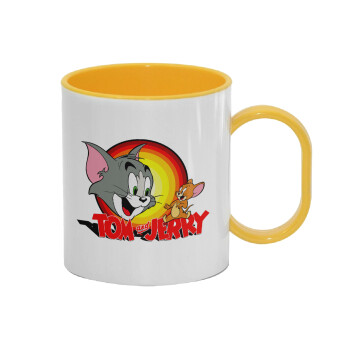Tom and Jerry, Κούπα (πλαστική) (BPA-FREE) Polymer Κίτρινη για παιδιά, 330ml