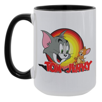 Tom and Jerry, Κούπα Mega 15oz, κεραμική Μαύρη, 450ml