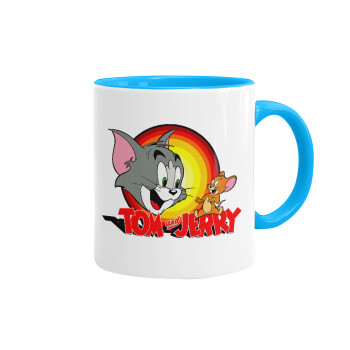 Tom and Jerry, Κούπα χρωματιστή γαλάζια, κεραμική, 330ml