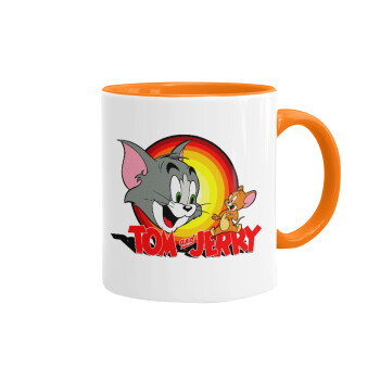 Tom and Jerry, Κούπα χρωματιστή πορτοκαλί, κεραμική, 330ml