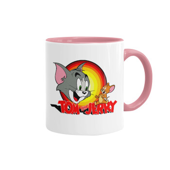 Tom and Jerry, Κούπα χρωματιστή ροζ, κεραμική, 330ml