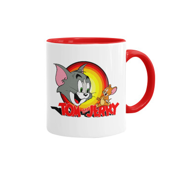 Tom and Jerry, Κούπα χρωματιστή κόκκινη, κεραμική, 330ml