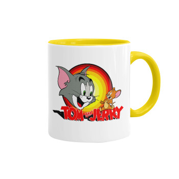 Tom and Jerry, Κούπα χρωματιστή κίτρινη, κεραμική, 330ml