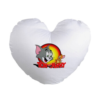 Tom and Jerry, Μαξιλάρι καναπέ καρδιά 40x40cm περιέχεται το  γέμισμα