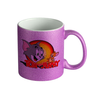 Tom and Jerry, Κούπα Μωβ Glitter που γυαλίζει, κεραμική, 330ml