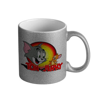 Tom and Jerry, Κούπα Ασημένια Glitter που γυαλίζει, κεραμική, 330ml