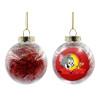 Transparent Christmas tree ball ornament with red filling 8cm