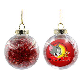 Tom and Jerry, Χριστουγεννιάτικη μπάλα δένδρου διάφανη με κόκκινο γέμισμα 8cm