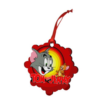 Tom and Jerry, Christmas ornament snowflake wooden 7.5cm