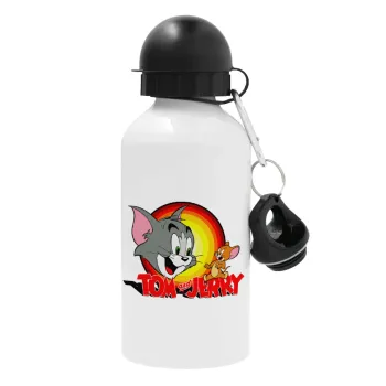 Tom and Jerry, Metal water bottle, White, aluminum 500ml