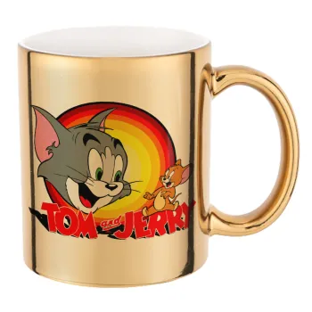 Tom and Jerry, Mug ceramic, gold mirror, 330ml
