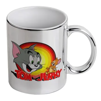 Tom and Jerry, Mug ceramic, silver mirror, 330ml