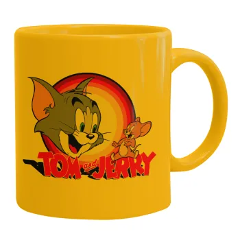 Tom and Jerry, Ceramic coffee mug yellow, 330ml