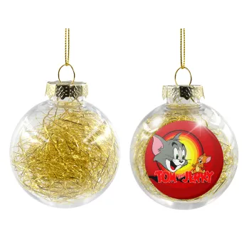 Tom and Jerry, Transparent Christmas tree ball ornament with gold filling 8cm