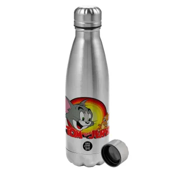 Tom and Jerry, Metallic water bottle, stainless steel, 750ml