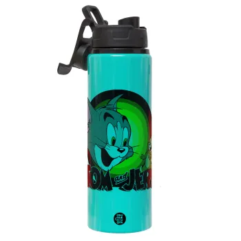 Tom and Jerry, Μεταλλικό παγούρι νερού με καπάκι ασφαλείας, αλουμινίου 850ml