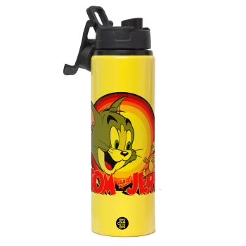Tom and Jerry, Μεταλλικό παγούρι νερού με καπάκι ασφαλείας, αλουμινίου 850ml