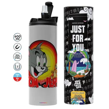 Tom and Jerry, Tumbler ποτήρι θερμό ΓΚΡΙ από ανοξείδωτο ατσάλι 600ml