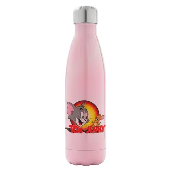 Tom and Jerry, Metal mug thermos Pink Iridiscent (Stainless steel), double wall, 500ml
