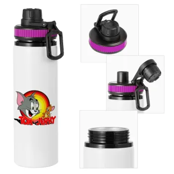 Tom and Jerry, Metallic water bottle with safety lid, 850ml aluminum