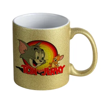 Tom and Jerry, Κούπα Χρυσή Glitter που γυαλίζει, κεραμική, 330ml