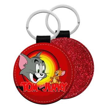 Tom and Jerry, Μπρελόκ Δερματίνη, στρογγυλό ΚΟΚΚΙΝΟ (5cm)