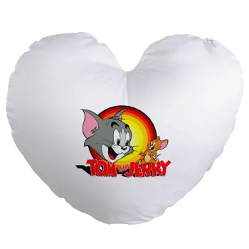 Tom and Jerry, Μαξιλάρι καναπέ καρδιά 40x40cm περιέχεται το  γέμισμα