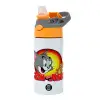 Παιδικό παγούρι θερμό, ανοξείδωτο, με καλαμάκι ασφαλείας, Πορτοκαλί/Γκρι (360ml) BPA-FREE