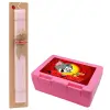 Easter Set, children's snack container PINK & scented flat Easter candle (30cm) (PINK)
