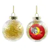 Transparent Christmas tree ball ornament with gold filling 8cm