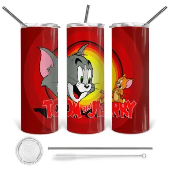 Tom and Jerry, Tumbler stainless steel 600ml, with metal straw & cleaning brush