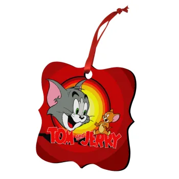 Tom and Jerry, Christmas ornament polygon wooden 7.5cm