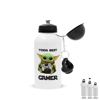 Yoda Best Gamer, Μεταλλικό παγούρι νερού, Λευκό, αλουμινίου 500ml