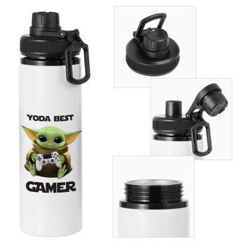 Yoda Best Gamer, Μεταλλικό παγούρι νερού με καπάκι ασφαλείας, αλουμινίου 850ml