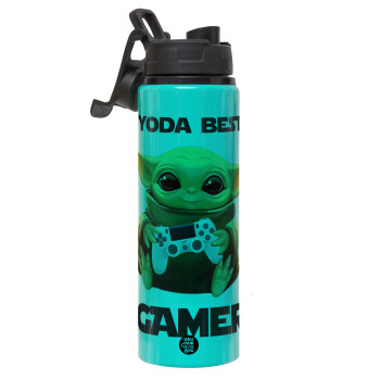 Yoda Best Gamer, Metallic water bottle with safety lid, 850ml aluminum