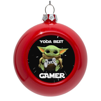 Yoda Best Gamer, Red Christmas tree ornament bauble 8cm