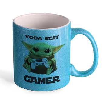 Yoda Best Gamer, Κούπα Σιέλ Glitter που γυαλίζει, κεραμική, 330ml