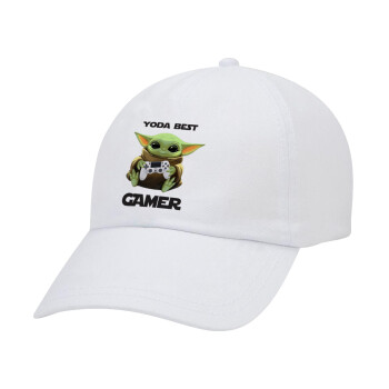 Yoda Best Gamer, Καπέλο ενηλίκων Jockey Λευκό (snapback, 5-φύλλο, unisex)