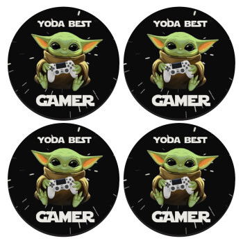 Yoda Best Gamer, SET of 4 round wooden coasters (9cm)