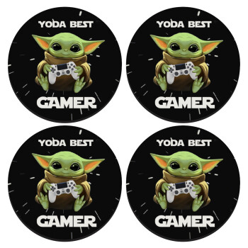 Yoda Best Gamer, SET of 4 round wooden coasters (9cm)