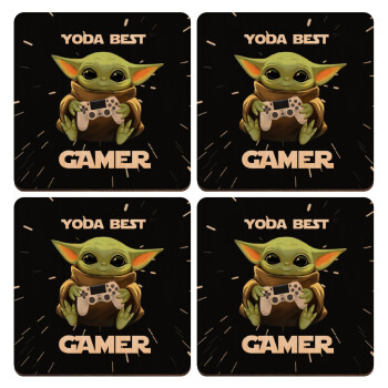 Yoda Best Gamer, ΣΕΤ x4 Σουβέρ ξύλινα τετράγωνα plywood (9cm)