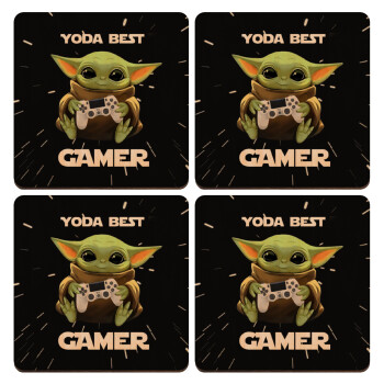 Yoda Best Gamer, ΣΕΤ x4 Σουβέρ ξύλινα τετράγωνα plywood (9cm)