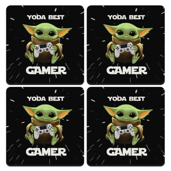 Yoda Best Gamer, ΣΕΤ 4 Σουβέρ ξύλινα τετράγωνα (9cm)
