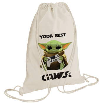 Yoda Best Gamer, Backpack bag GYMBAG natural (28x40cm)