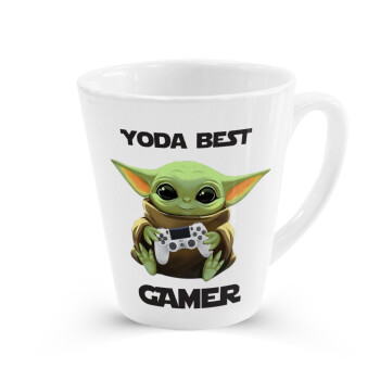 Yoda Best Gamer, Κούπα κωνική Latte Λευκή, κεραμική, 300ml
