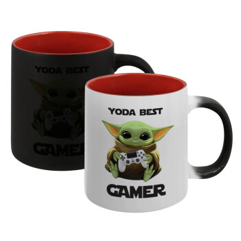 Yoda Best Gamer, Κούπα Μαγική εσωτερικό κόκκινο, κεραμική, 330ml που αλλάζει χρώμα με το ζεστό ρόφημα (1 τεμάχιο)
