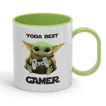 Yoda Best Gamer, Κούπα (πλαστική) (BPA-FREE) Polymer Πράσινη για παιδιά, 330ml