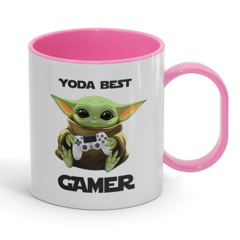 Yoda Best Gamer, Κούπα (πλαστική) (BPA-FREE) Polymer Ροζ για παιδιά, 330ml