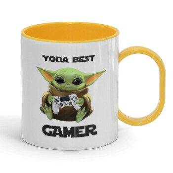 Yoda Best Gamer, Κούπα (πλαστική) (BPA-FREE) Polymer Κίτρινη για παιδιά, 330ml